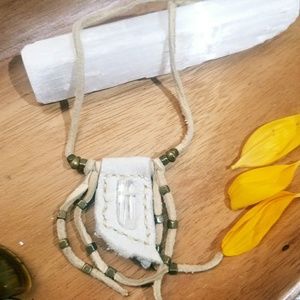 Leather crystal necklace
